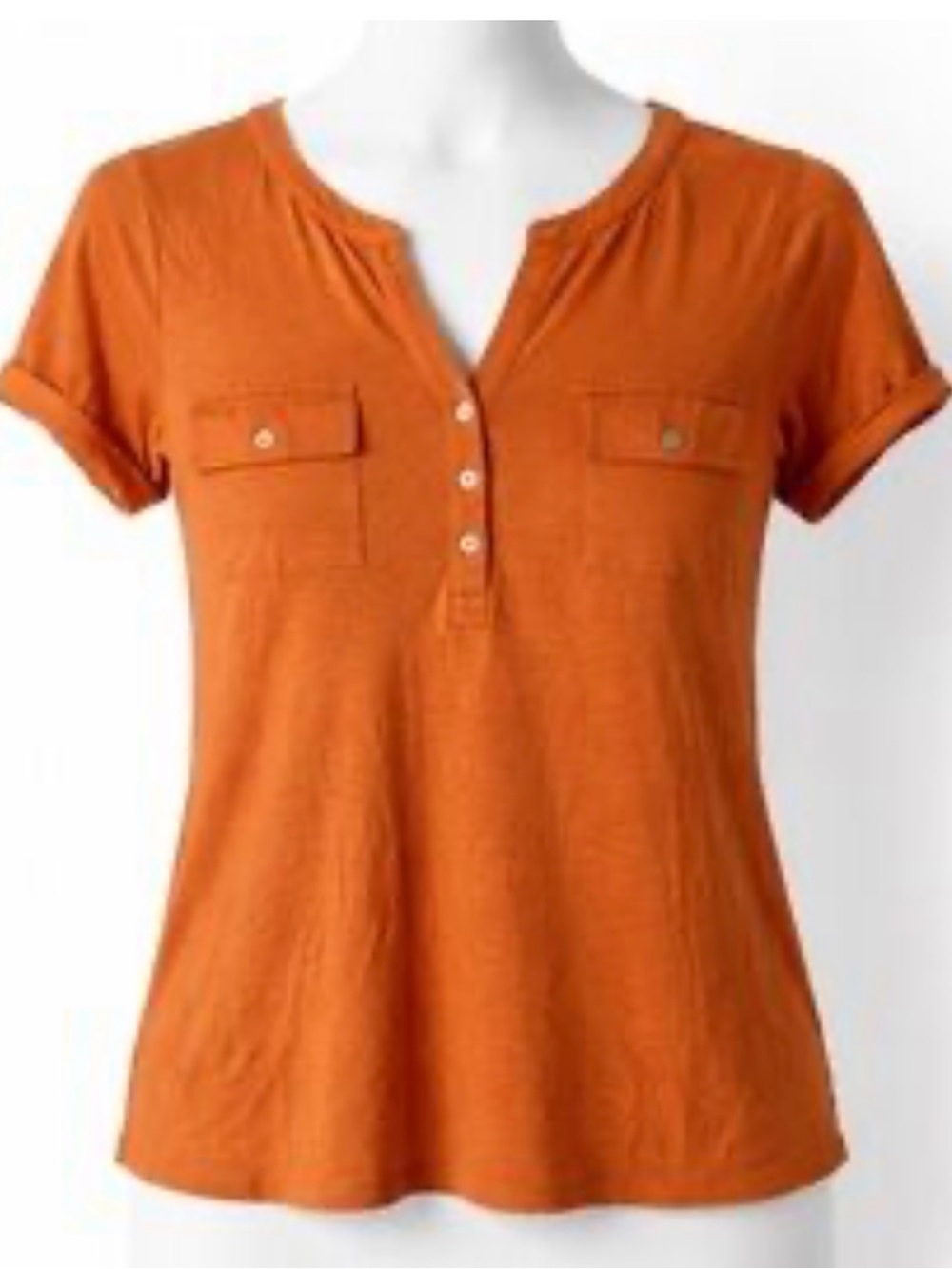 JUNE SALE!!! PRICE DROP.  J JILL Lightweight Rust Orange V-Neck Pocket TEE